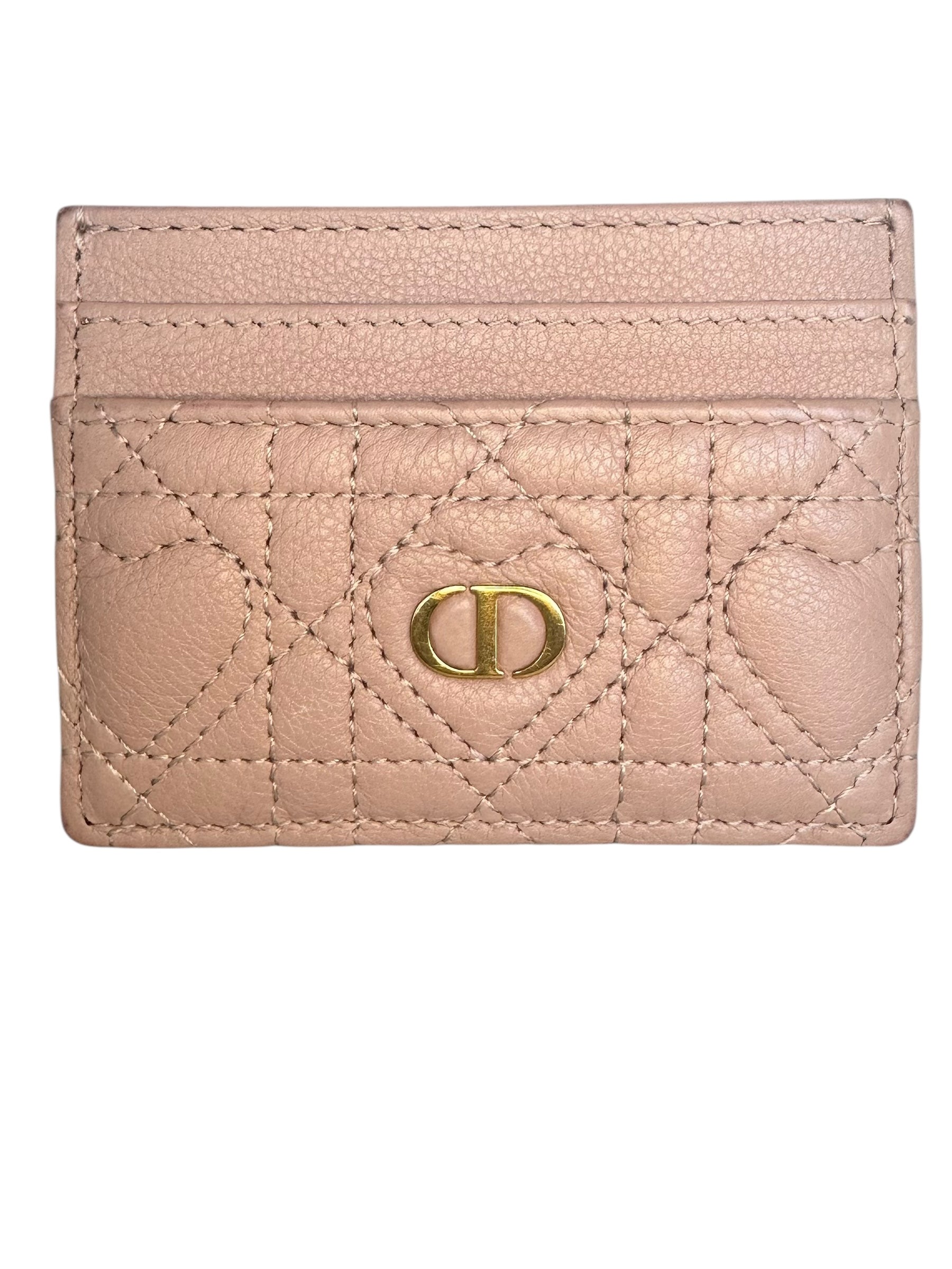 Dior Caro Freesia Card Holder Heart Motif - Pink