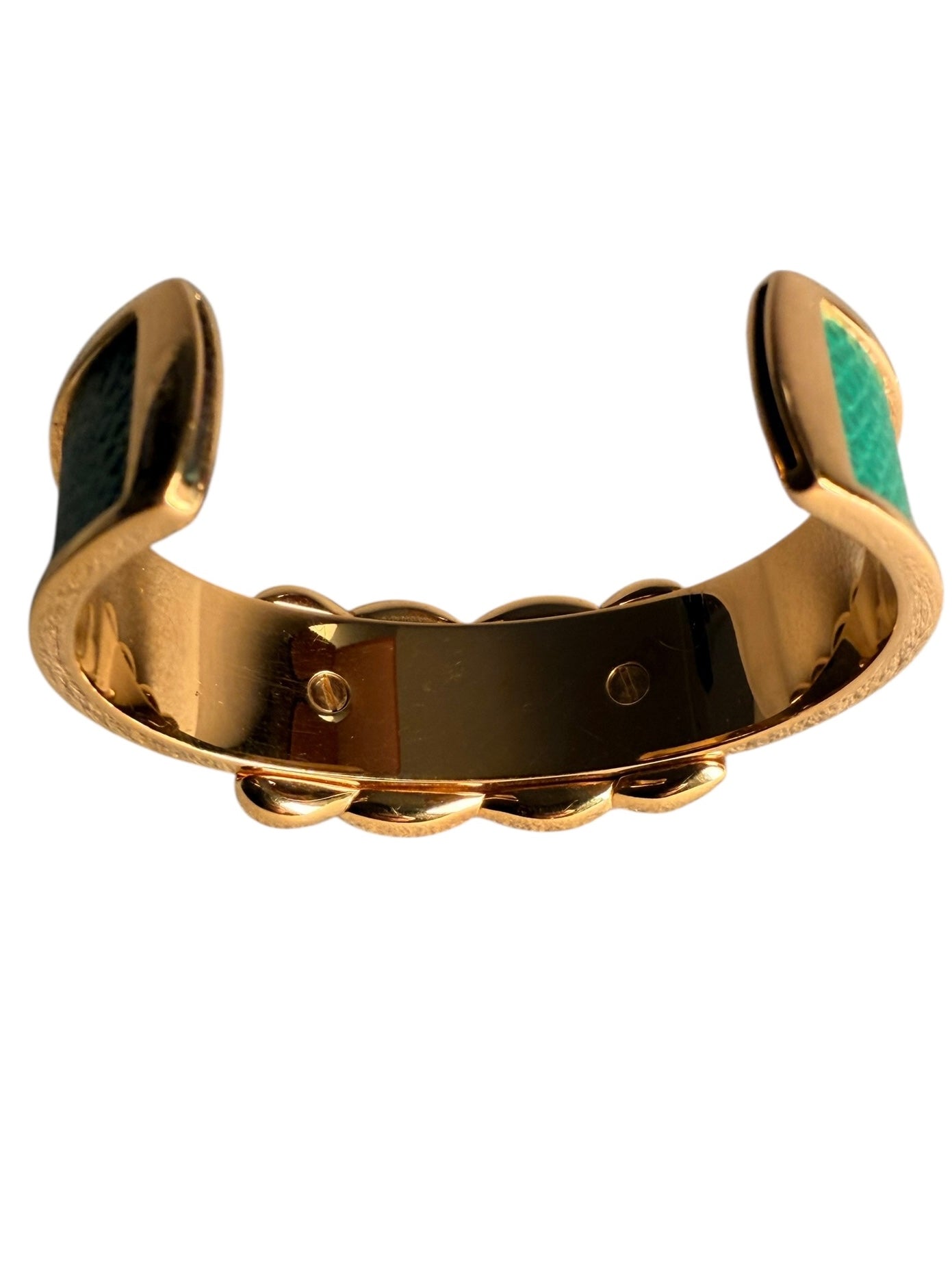 Hermès Vintage d’Ancre Leather Cuff - Gold Metal, Green