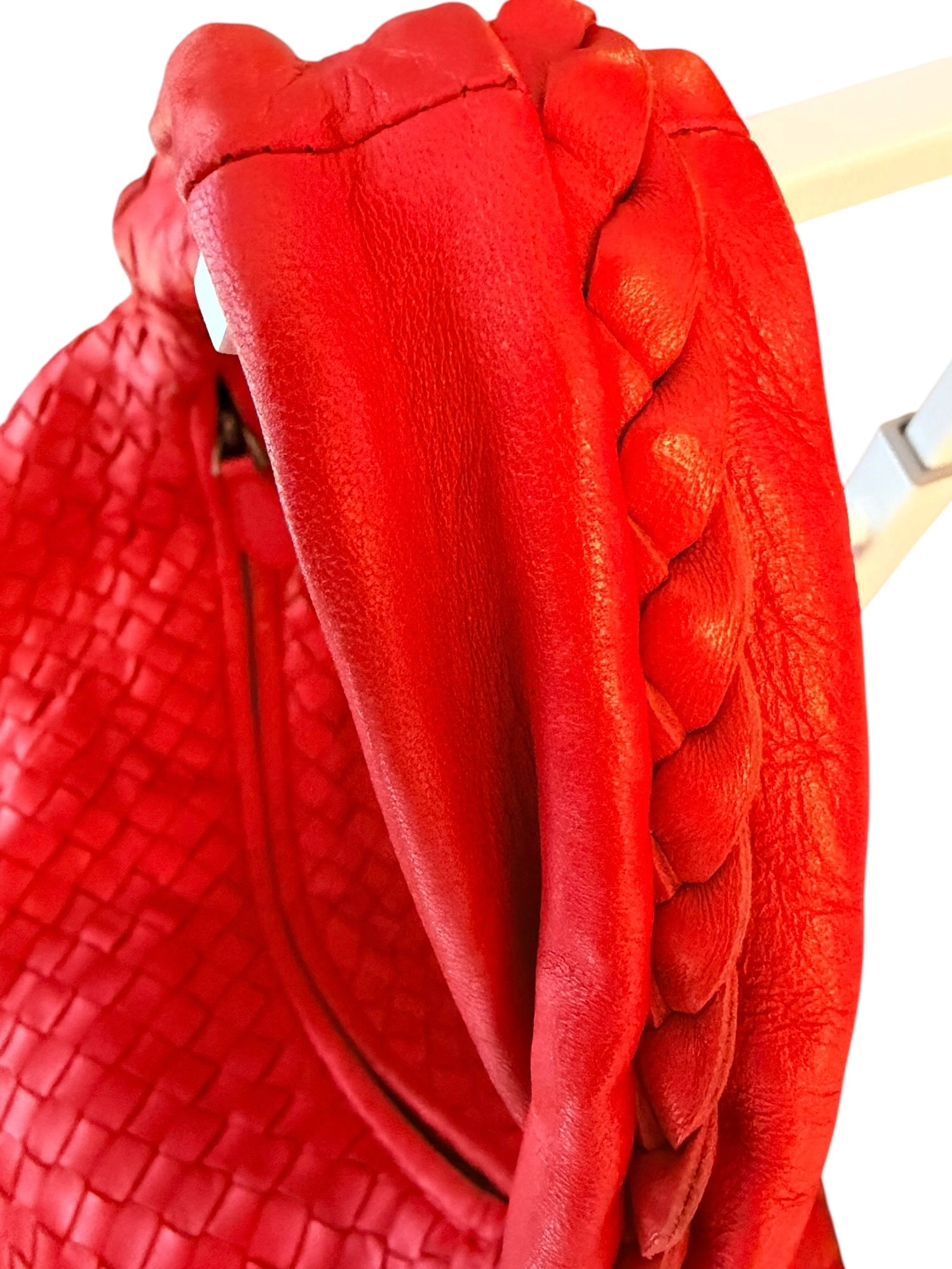 Bottega Veneta Intrecciato Nappa Maxi Belly Hobo Bag in Flame Red