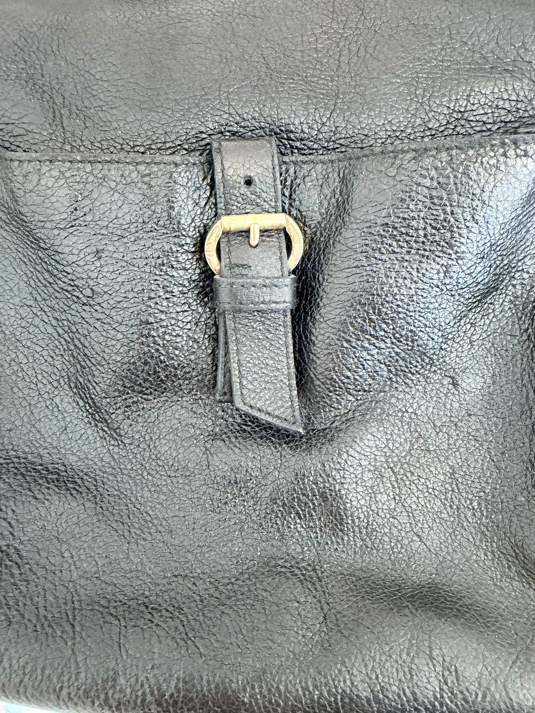 Dior Cannage Bee Hobo in Black Deerskin with Gold Hardware