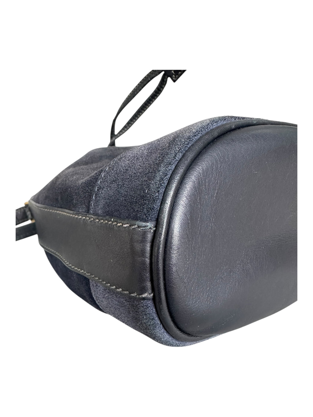 Gucci Vintage Suede Horsebit Bucket Bag - Navy