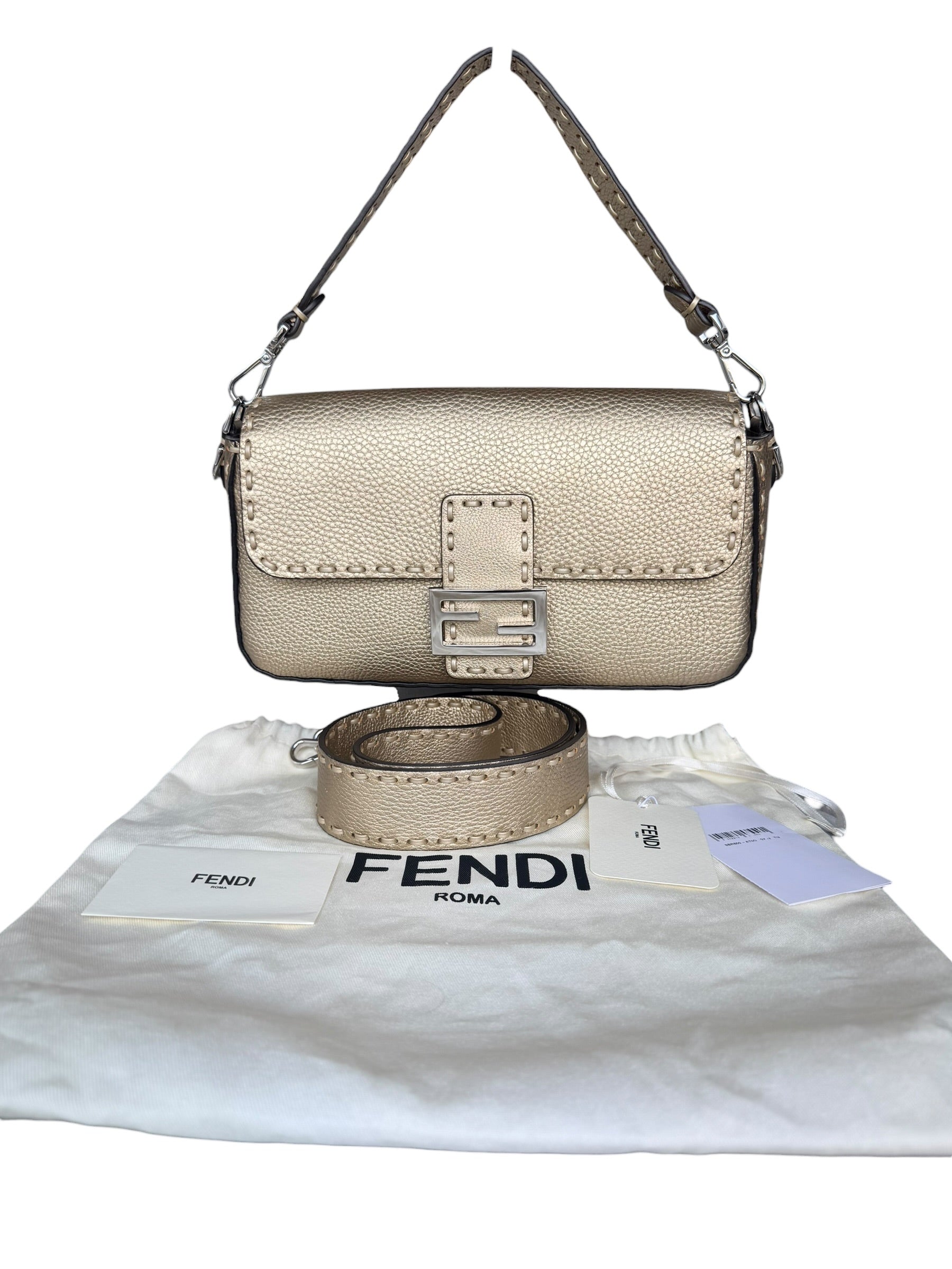 Fendi Baguette Selleria - Gold Leather