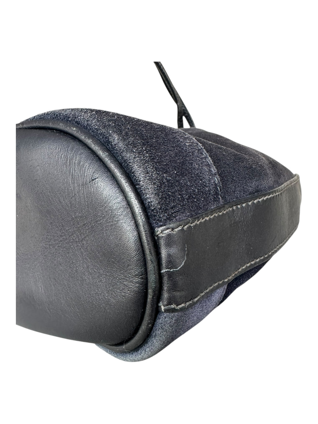 Gucci Vintage Suede Horsebit Bucket Bag - Navy