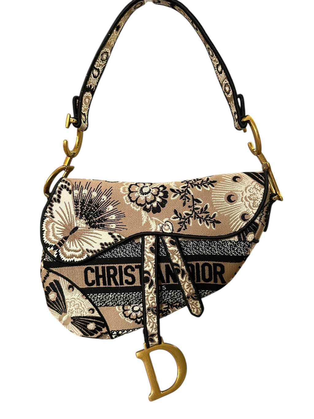 Dior Jardin Magique Saddle Bag in Embroidered Canvas - Beige, GHW