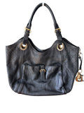 Dior Cannage Bee Hobo in Black Deerskin with Gold Hardware