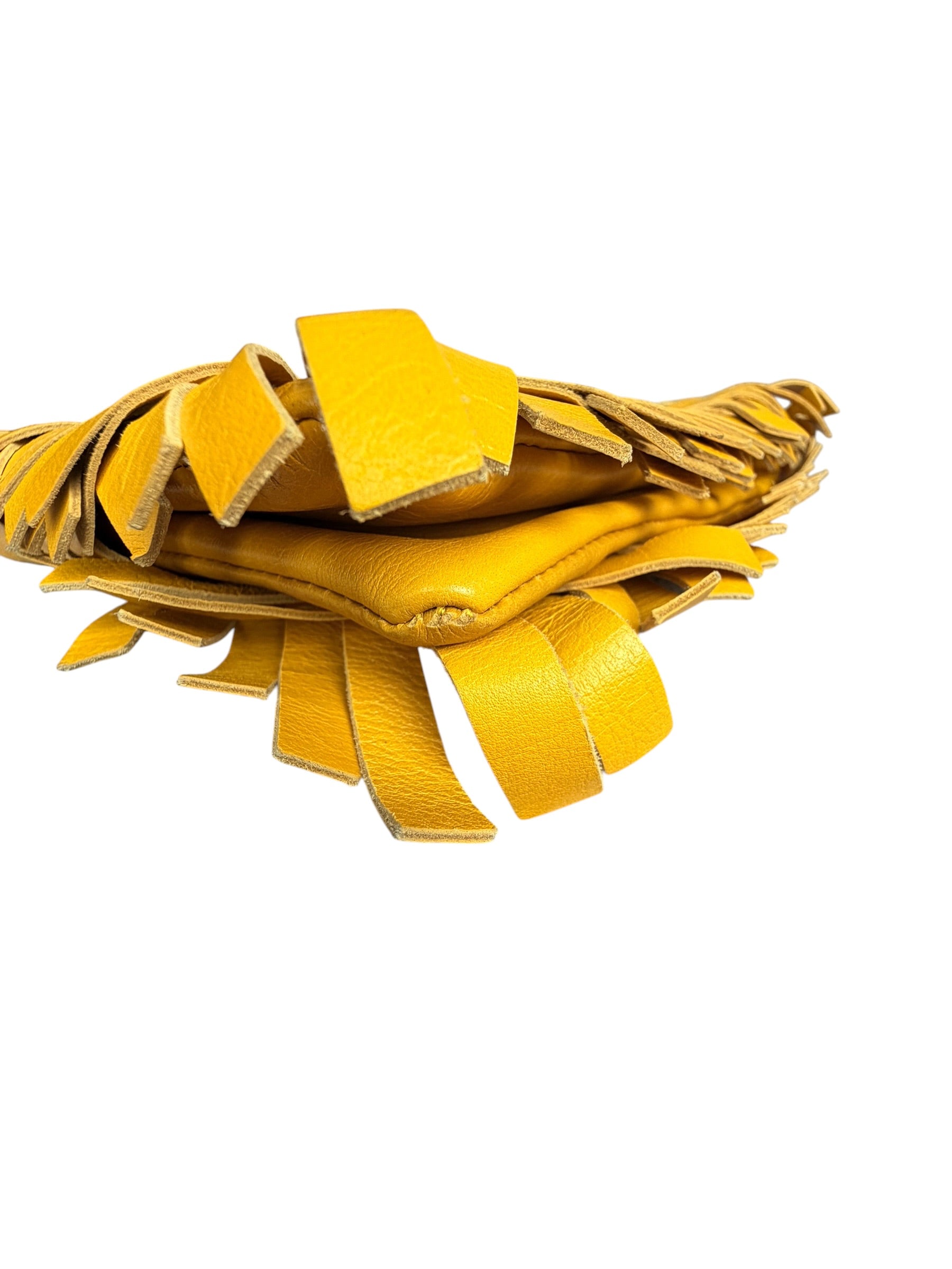 Bottega Veneta Raffia‑Effect Fringe Intrecciato Shoulder Bag in Yellow