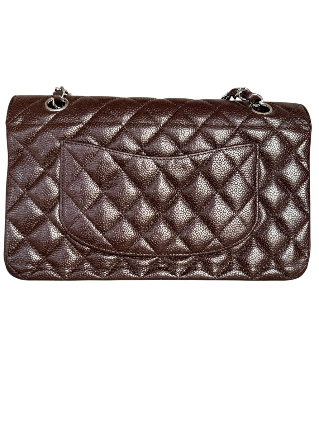 Chanel Vintage Caviar Leather Medium Double Flap in Chocolate Brown with SHW