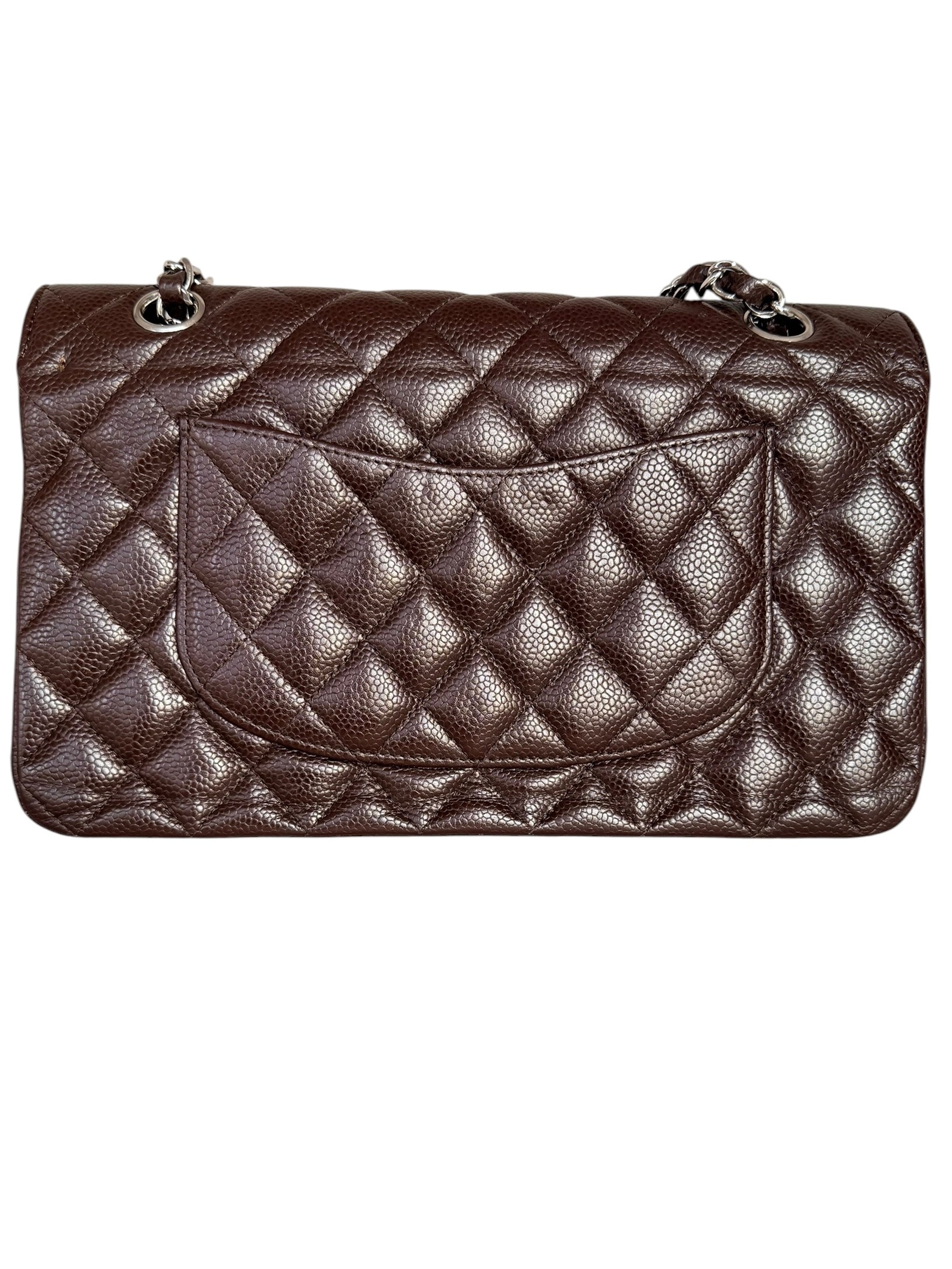 Chanel Vintage Caviar Leather Medium Double Flap in Chocolate Brown with SHW
