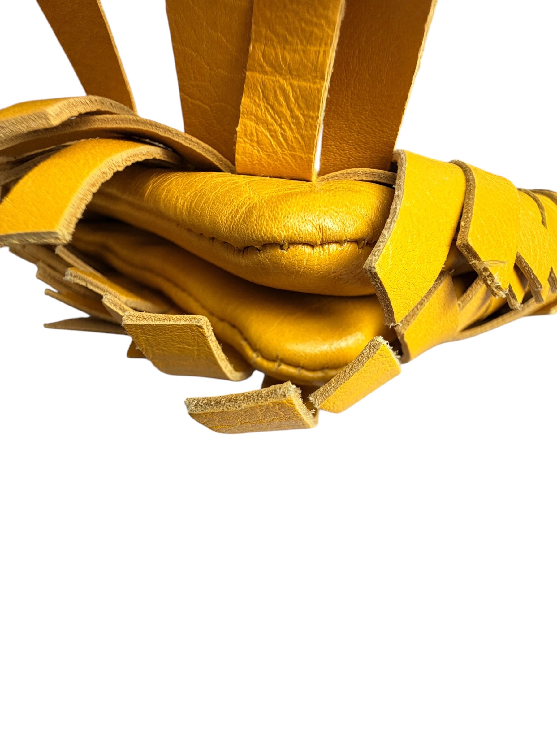 Bottega Veneta Raffia‑Effect Fringe Intrecciato Shoulder Bag in Yellow