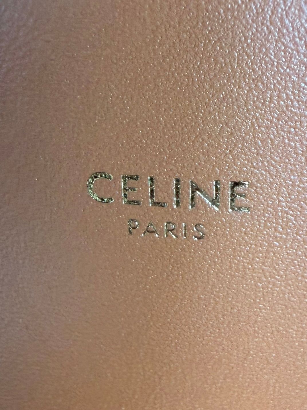 Celine Classique Triomphe Shoulder Bag in Fabric & Leather - Navy & White Striped, Brown