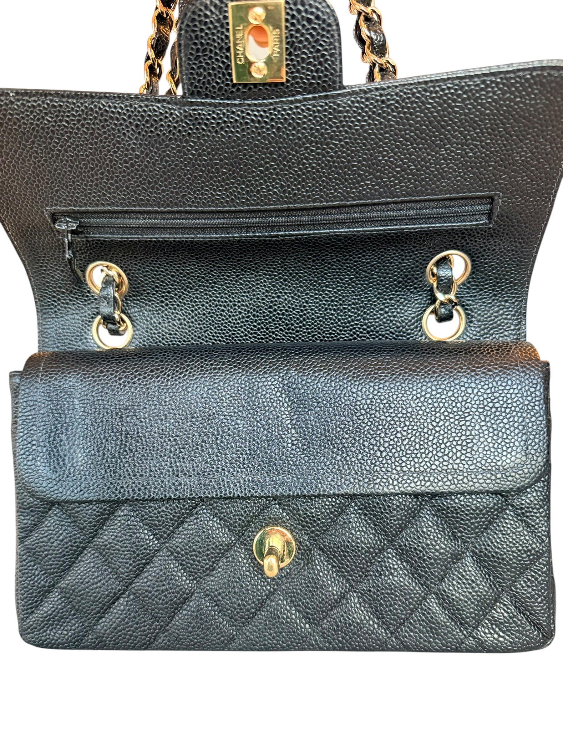 Chanel Small Double Flap in Black Caviar Leather GHW