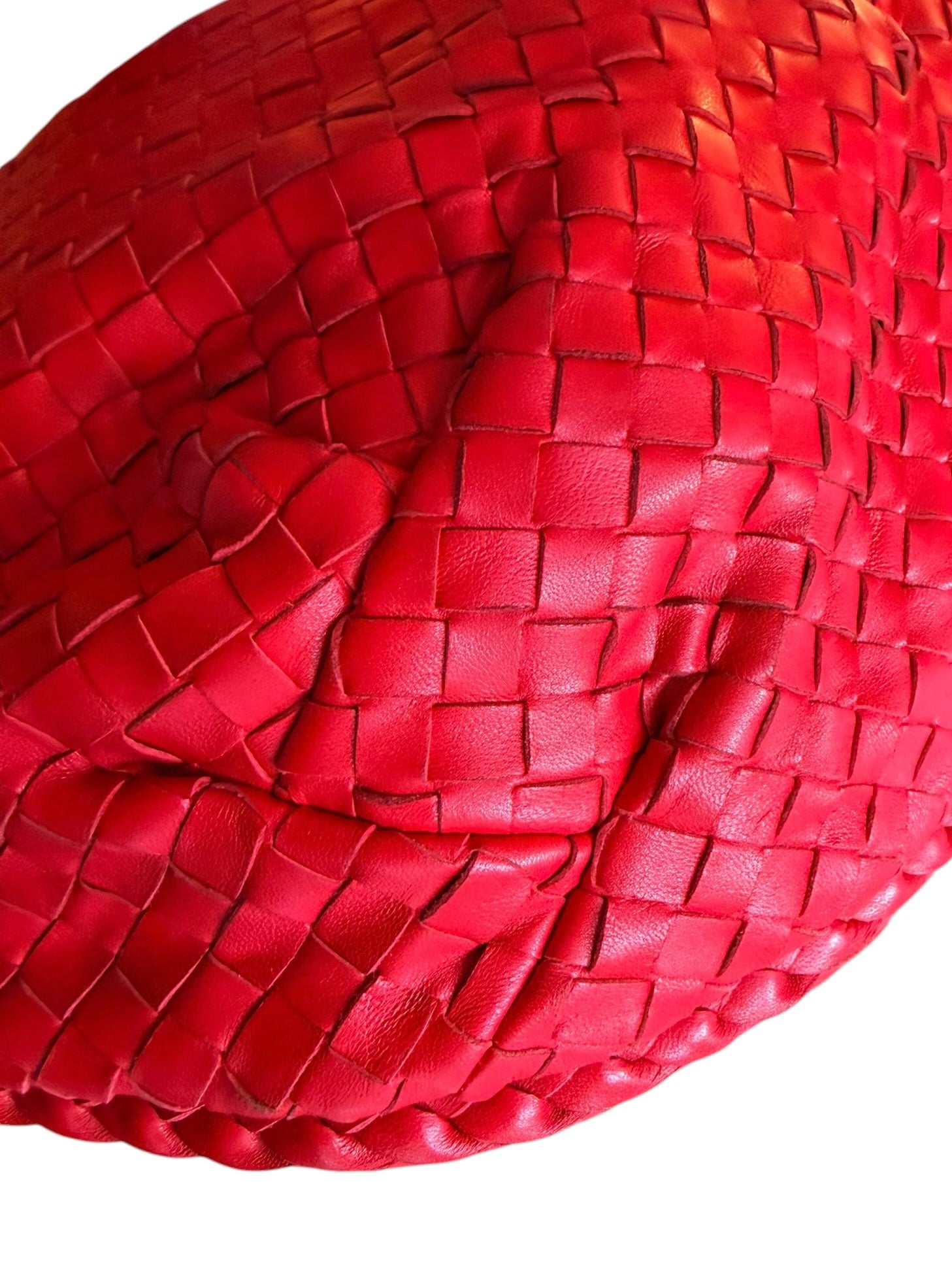 Bottega Veneta Intrecciato Nappa Maxi Belly Hobo Bag in Flame Red