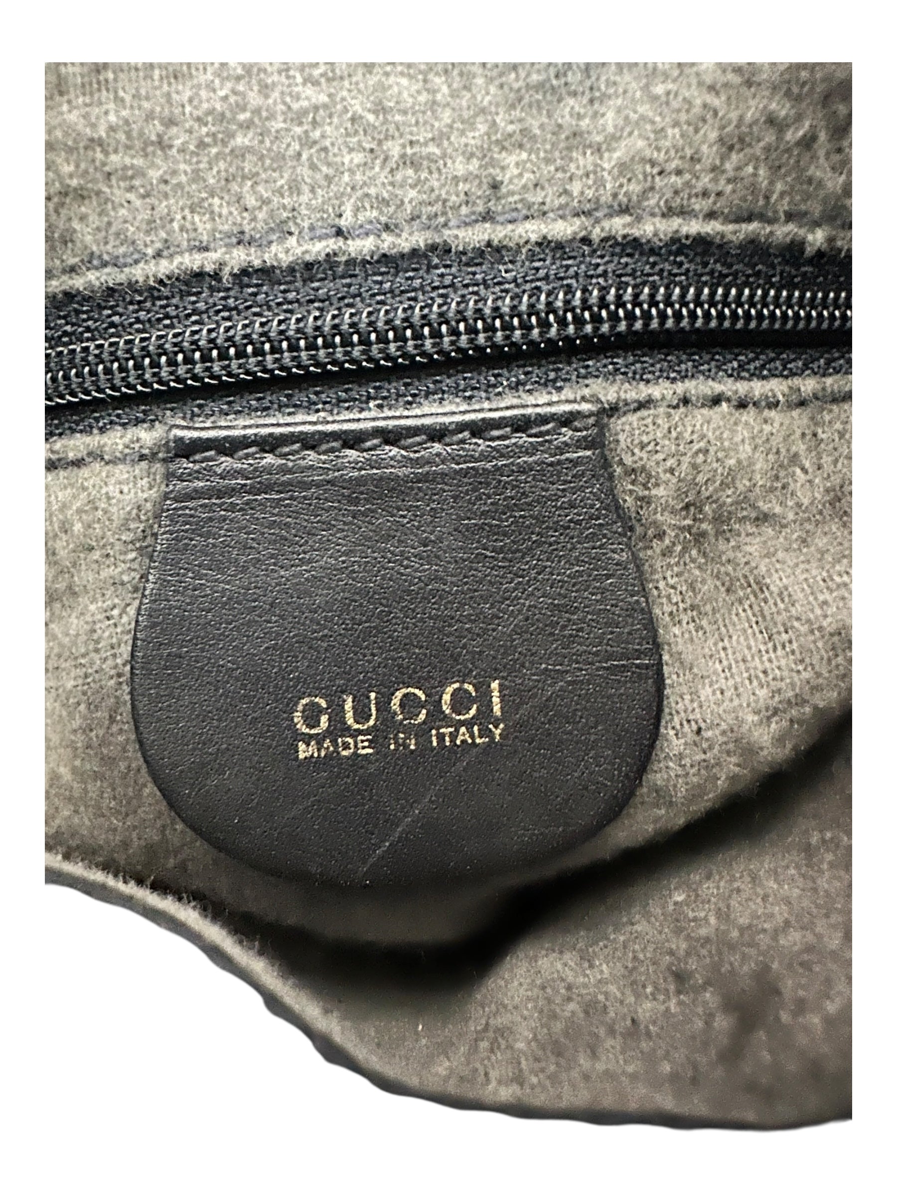 Gucci Vintage Suede Horsebit Bucket Bag - Navy