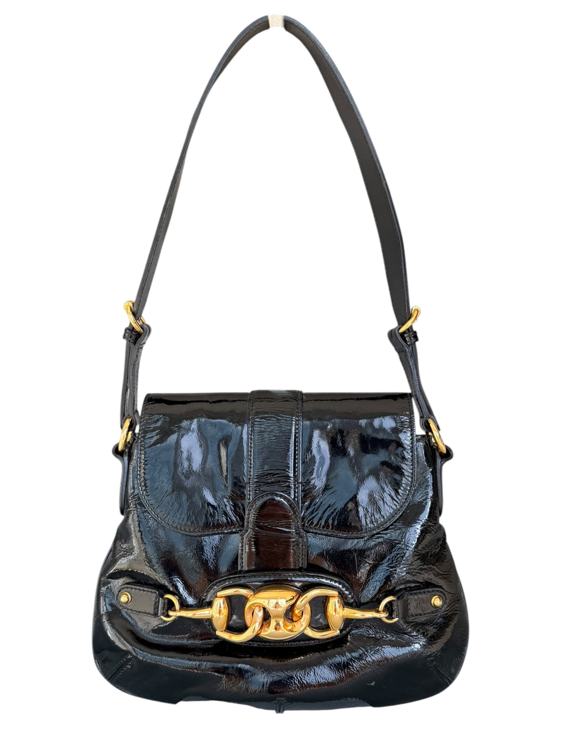 Gucci Vintage Y2K Patent Chain Shoulder Bag in Black