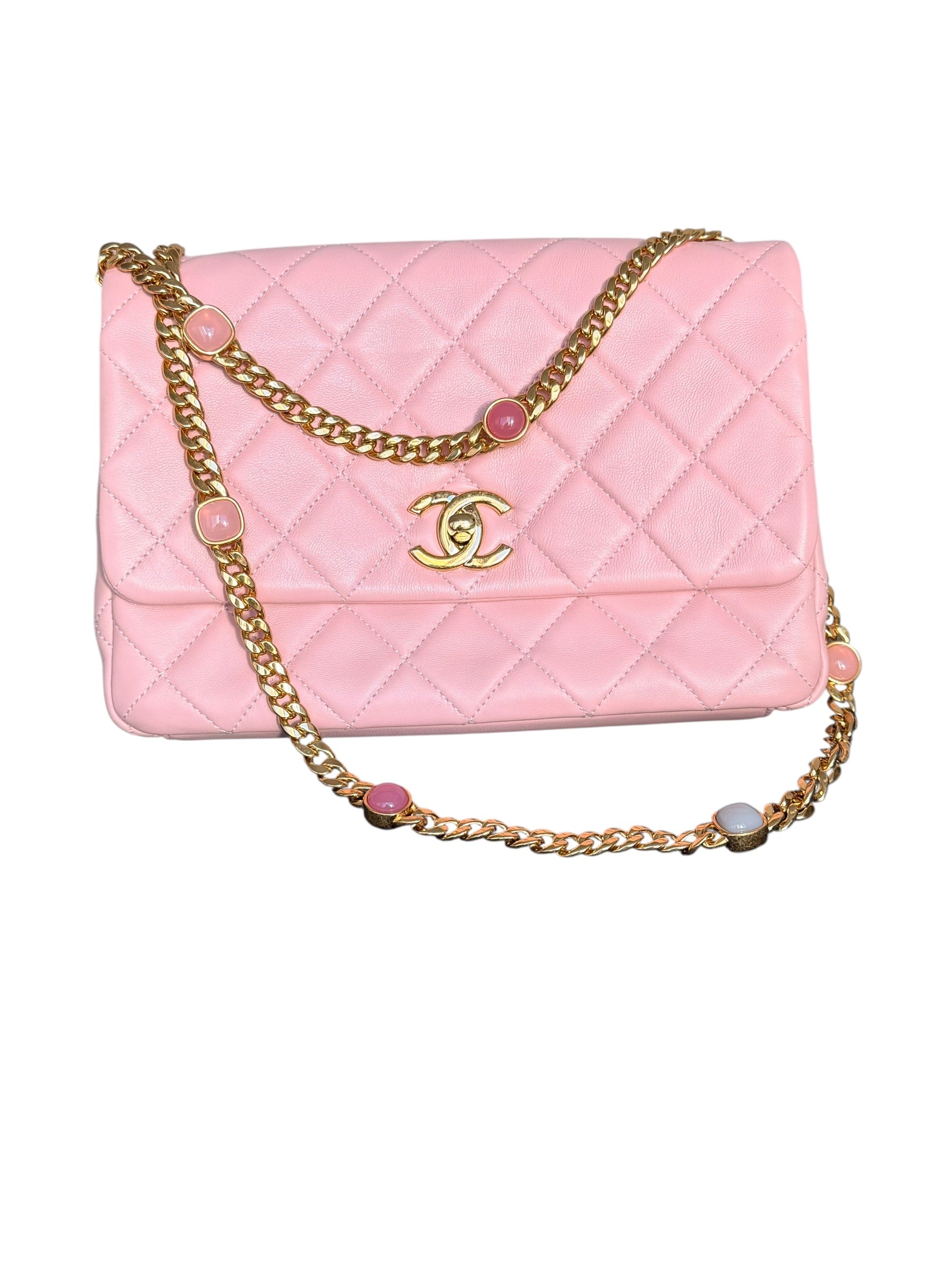 Chanel Small Classic Flap with Fantasy Stone Chain - Pink, GHW