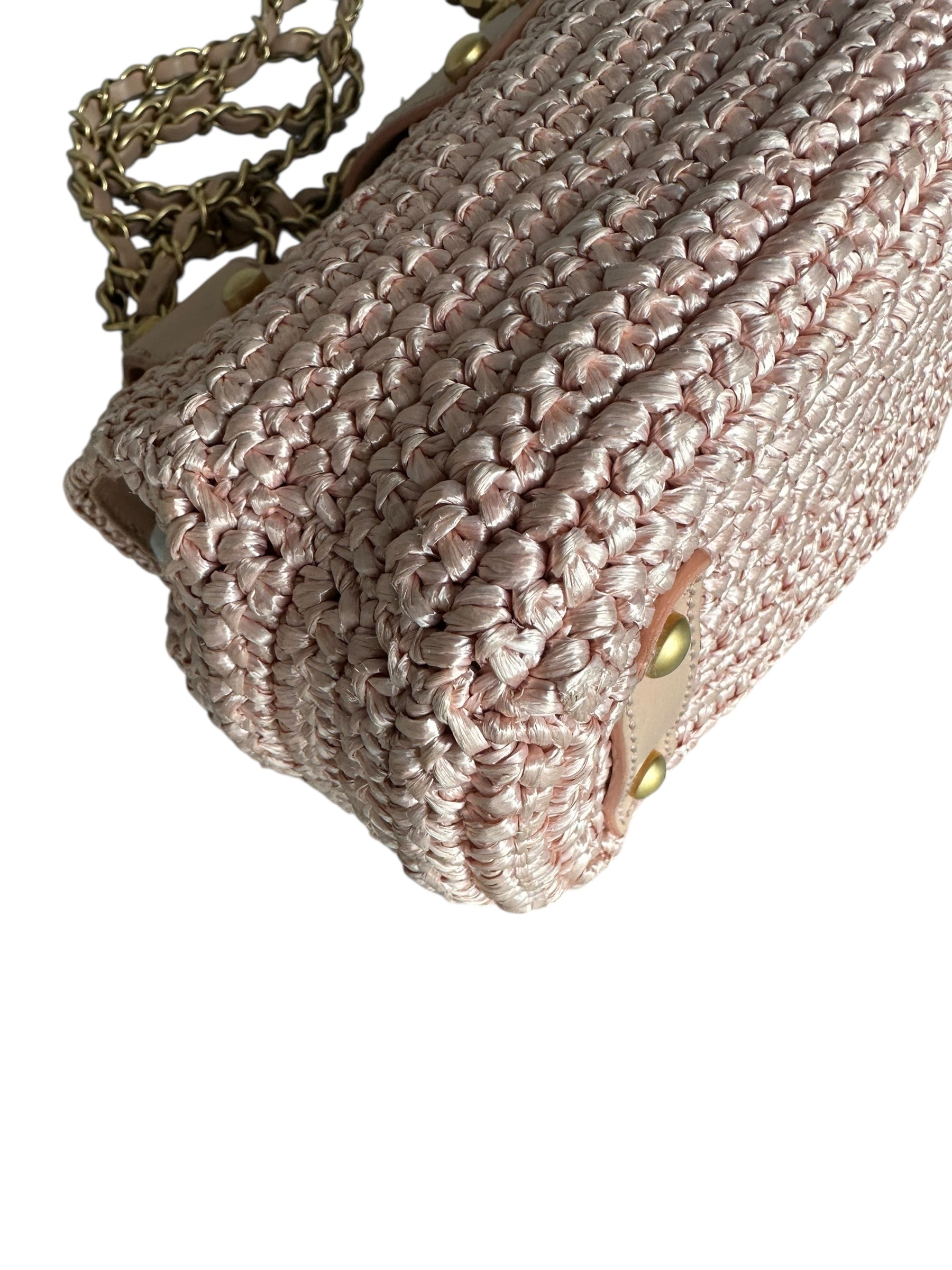 Chanel Vintage 2005-2006 Raffia Half Moon Crossbody - Pink, GHW