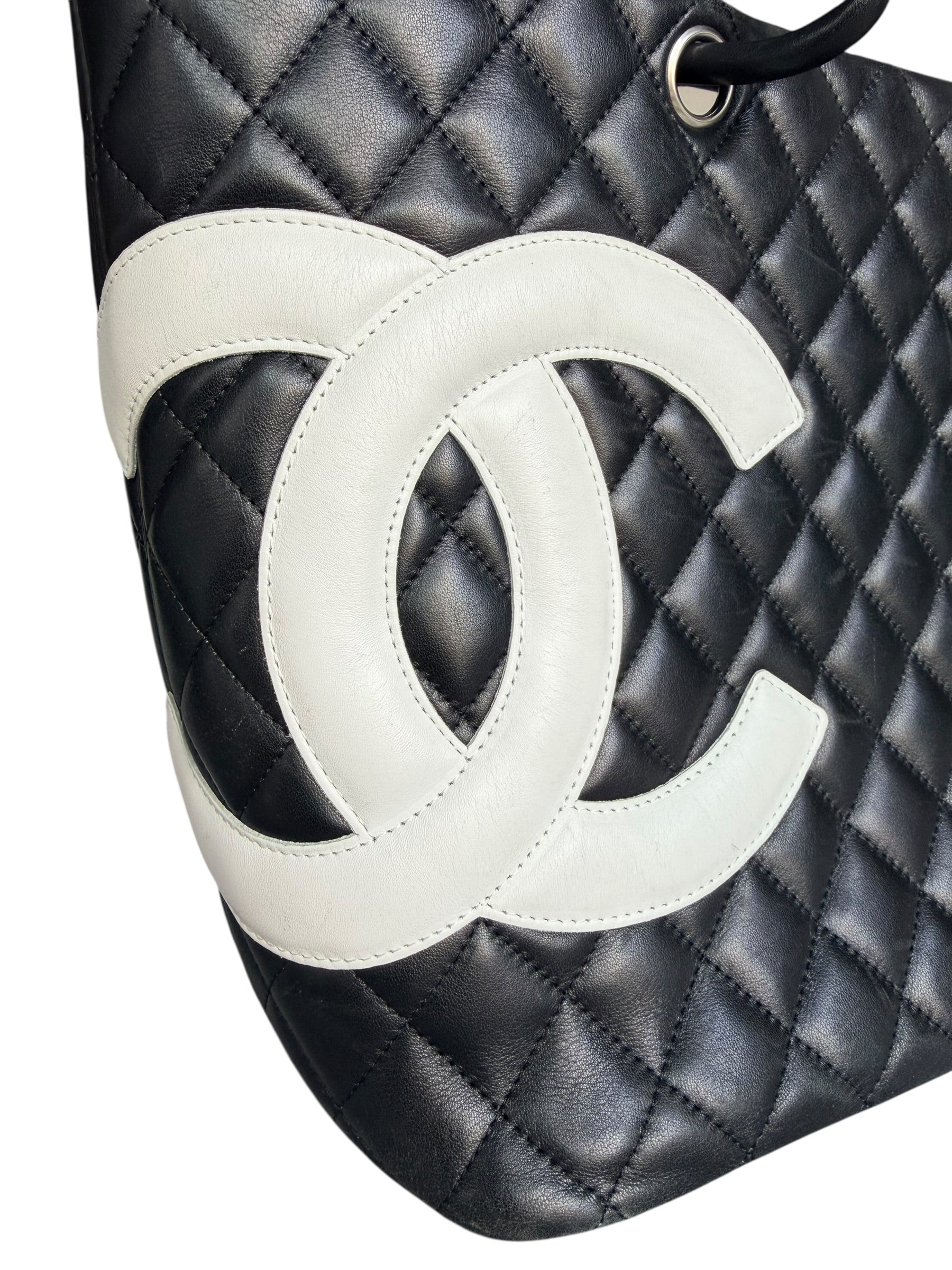 Chanel 2005-2006 Cambon Ligne Large Tote - Black & White CC Logo