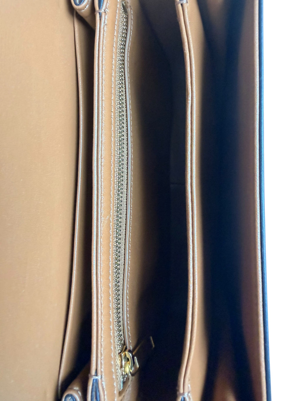 Celine Classique Triomphe Shoulder Bag in Fabric & Leather - Navy & White Striped, Brown