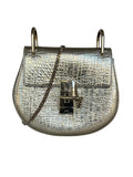 Chloe Drew Shoulder Bag in Metallic Crinkled Leather - Gold, GHW