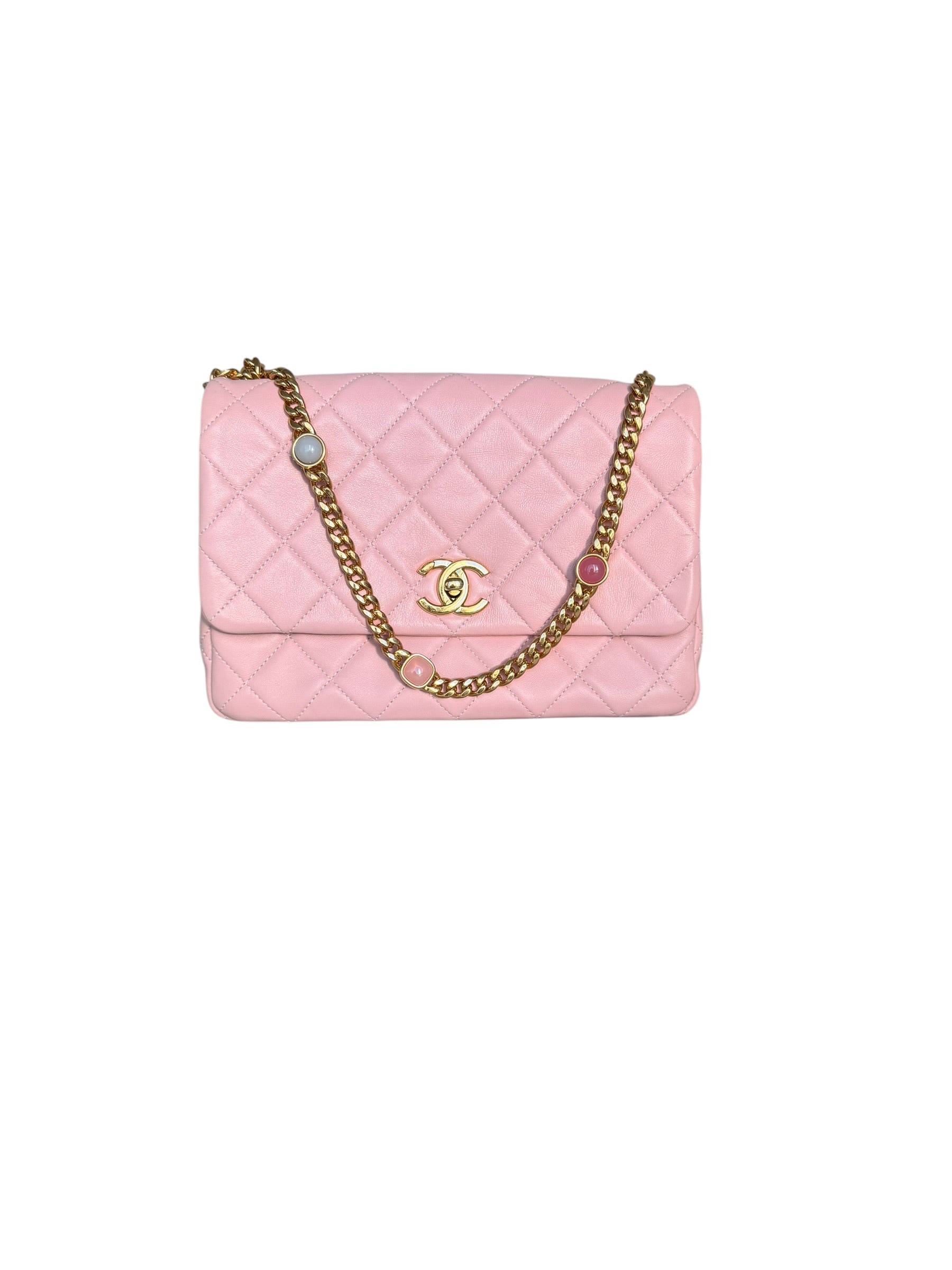 Chanel Small Classic Flap with Fantasy Stone Chain - Pink, GHW