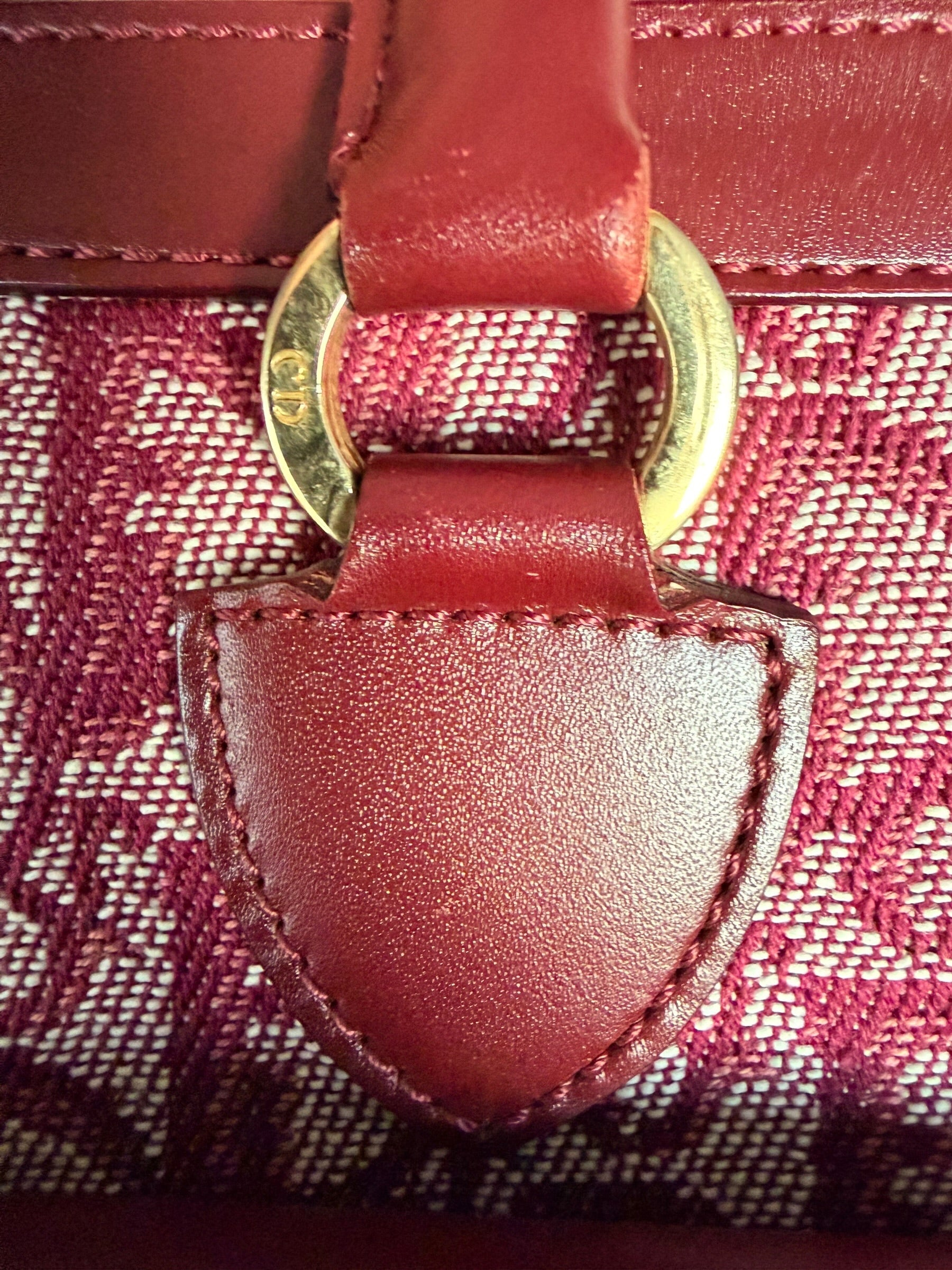 Christian Dior 2002 Trotter Canvas and Leather Pocket Tote in Burgundy