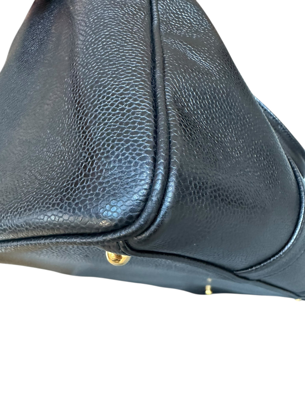 Chanel 1991-1994 Vintage Coco Mark Mini Boston Bag Caviar Skin - Black, GHW