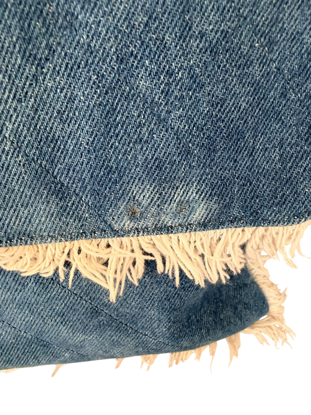 Chanel 90s Denim Frayed Maxi Flap Bag with Gold CC Hardware