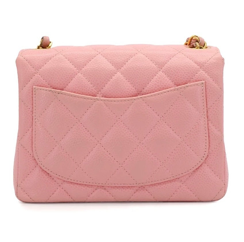 Chanel Vintage 2003 Mini Square 17 in Sakura Pink Caviar Leather 24k GHW