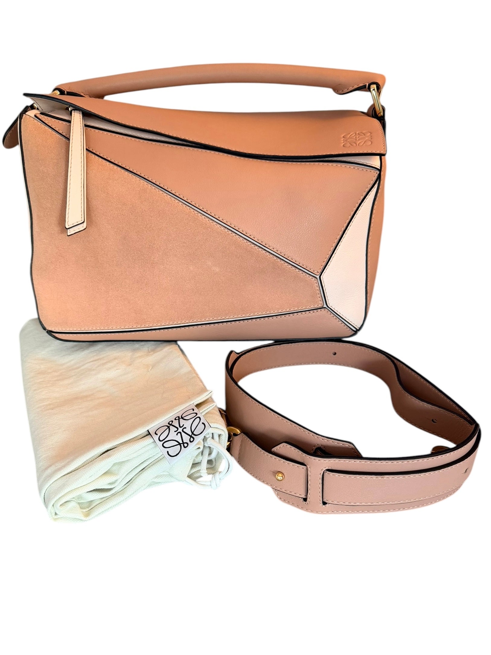 Loewe Medium Classic Puzzle 2 Way Tricolor in Blush Pink