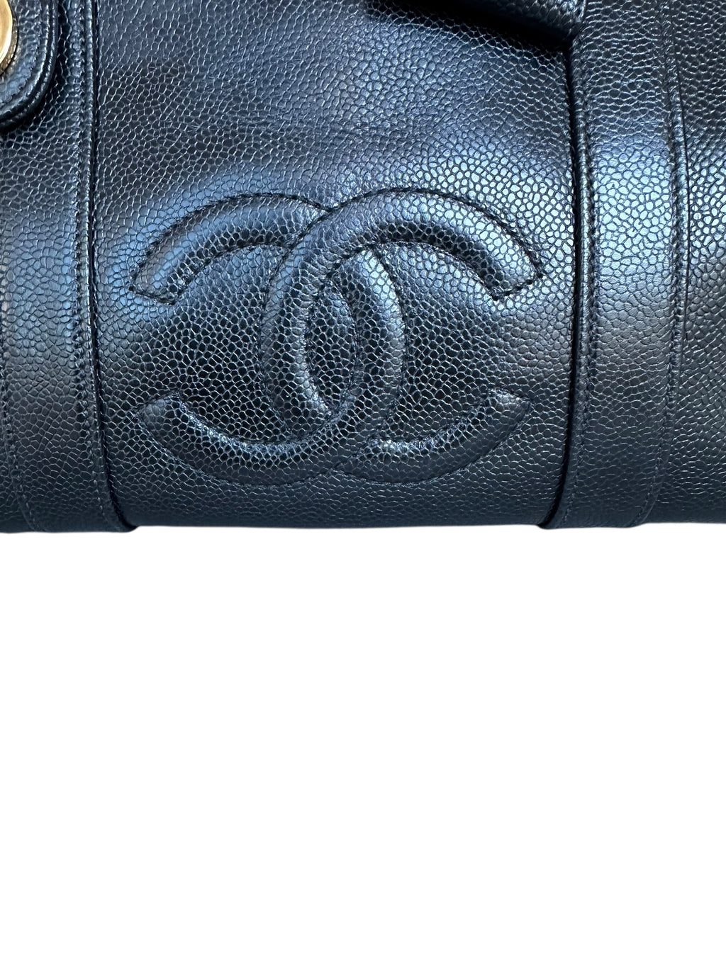 Chanel 1991-1994 Vintage Coco Mark Mini Boston Bag Caviar Skin - Black, GHW