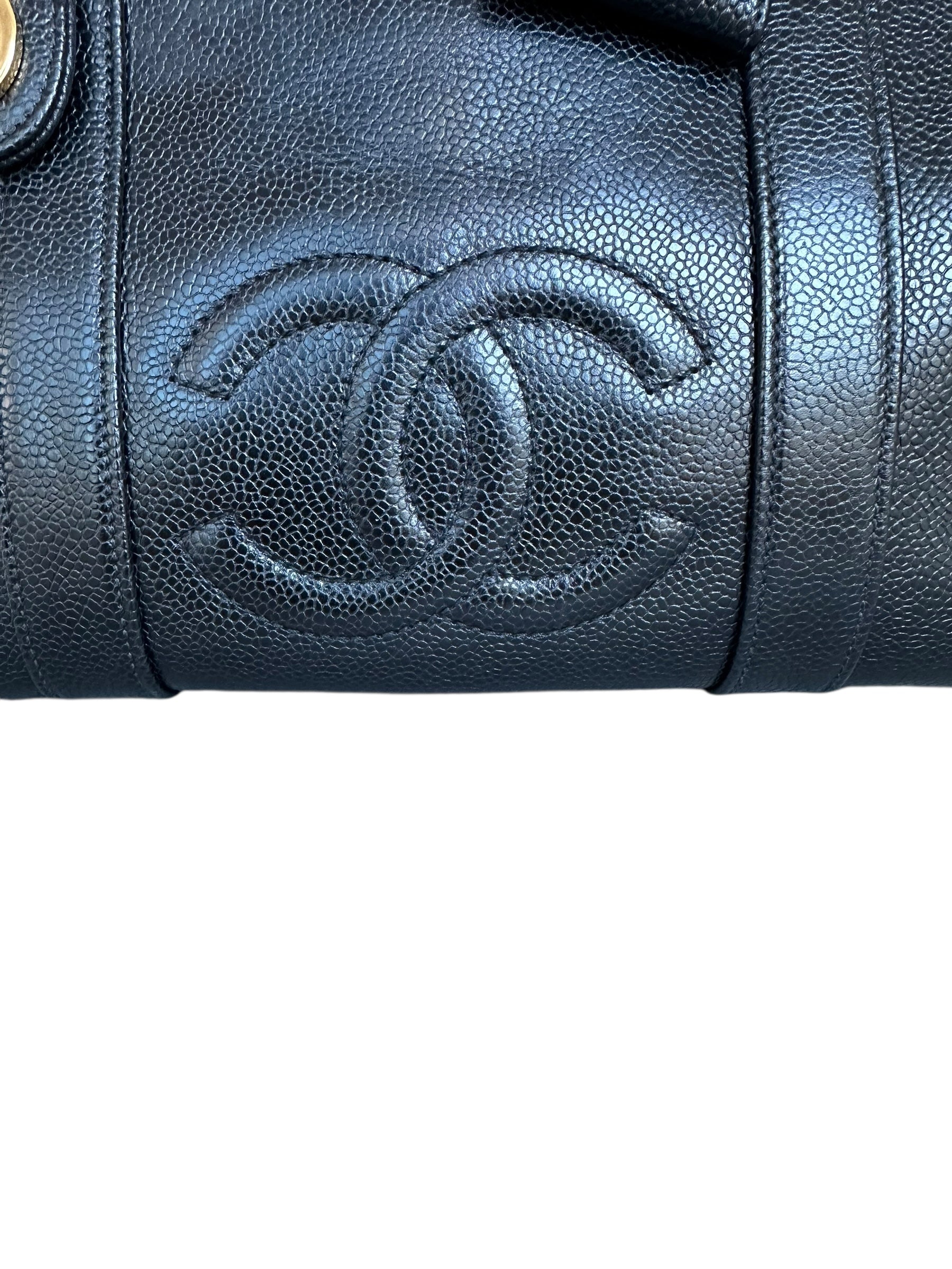 Chanel 1991-1994 Vintage Coco Mark Mini Boston Bag Caviar Skin - Black, GHW