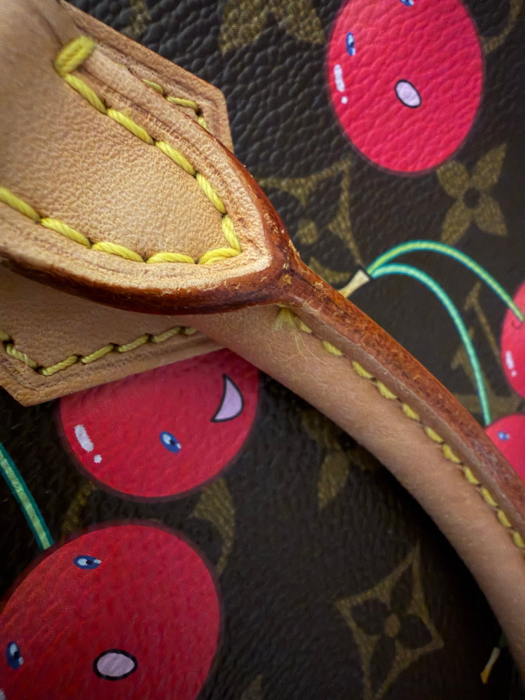 Louis Vuitton Vintage Murakami Sac Plat Tote Bag in Monogram & Cherry