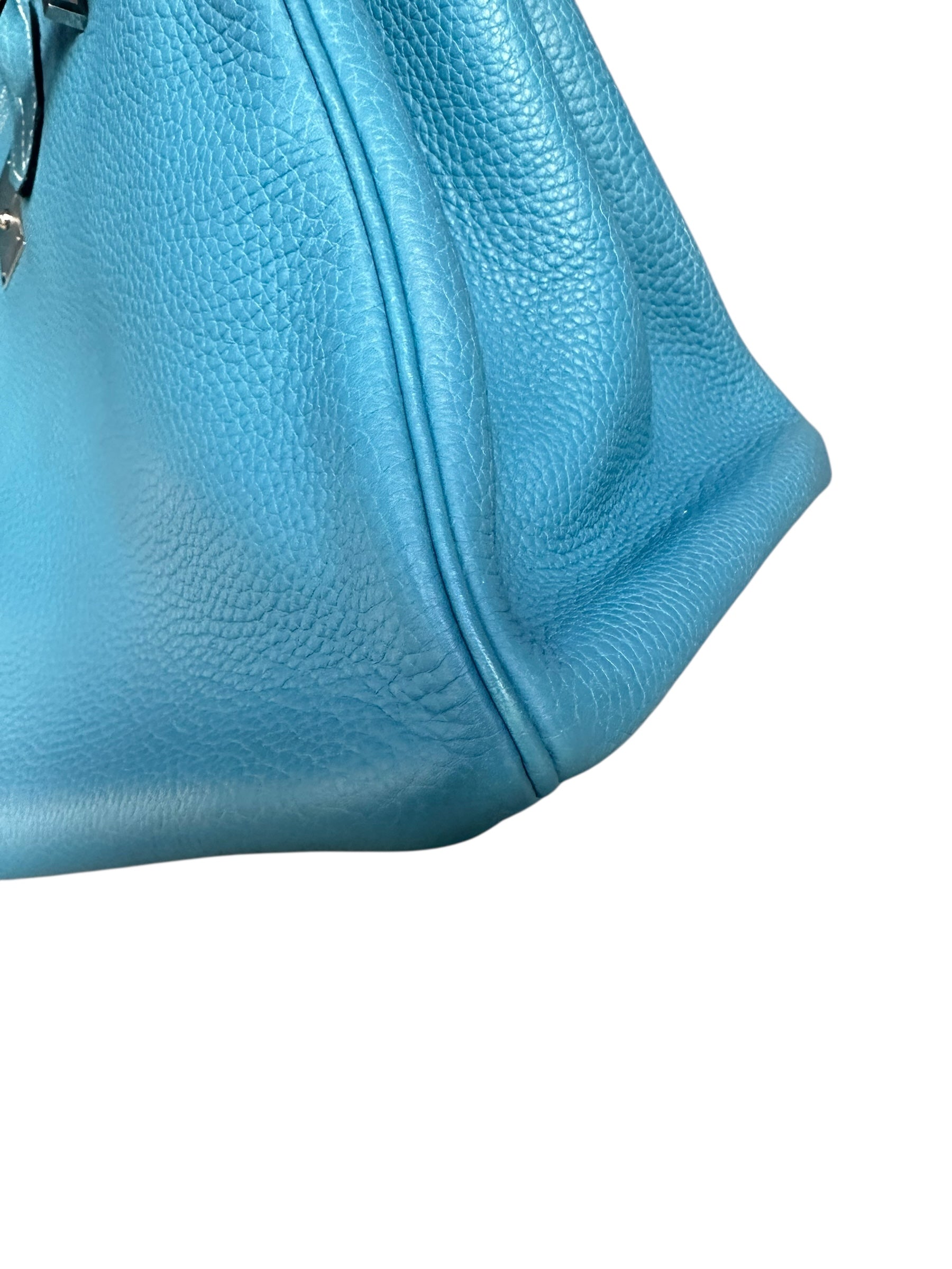 Hermes Birkin 35 Blue Jean Taurillon Clemence Leather, Palladium