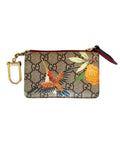 Gucci GG Supreme Tian Key Case in Floral Bird Print - Beige