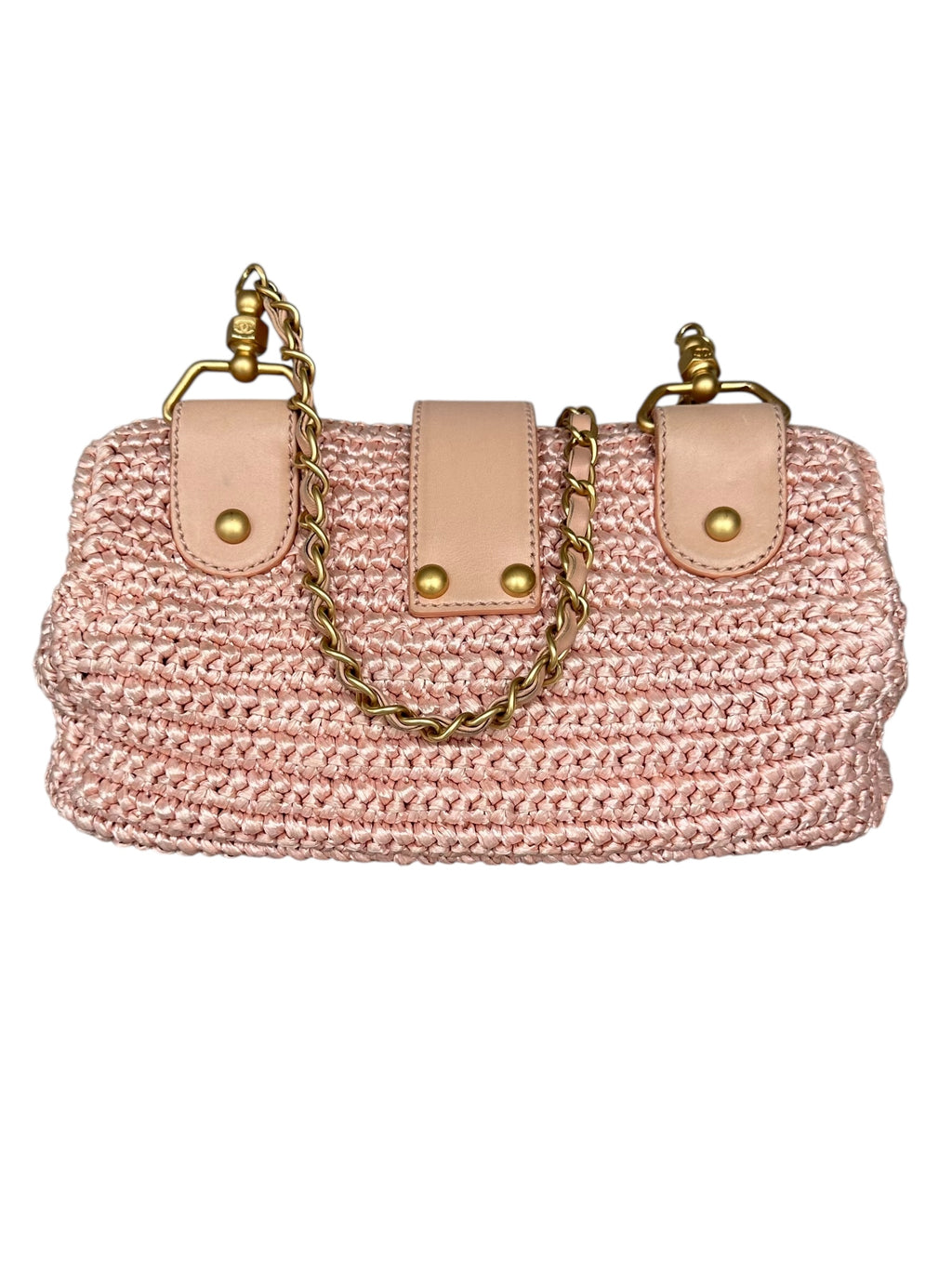 Chanel Vintage 2005-2006 Raffia Half Moon Crossbody - Pink, GHW