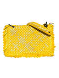 Bottega Veneta Raffia‑Effect Fringe Intrecciato Shoulder Bag in Yellow