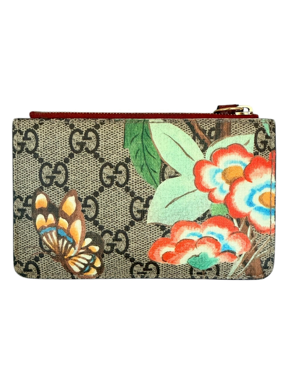 Gucci GG Supreme Tian Key Case in Floral Bird Print - Beige