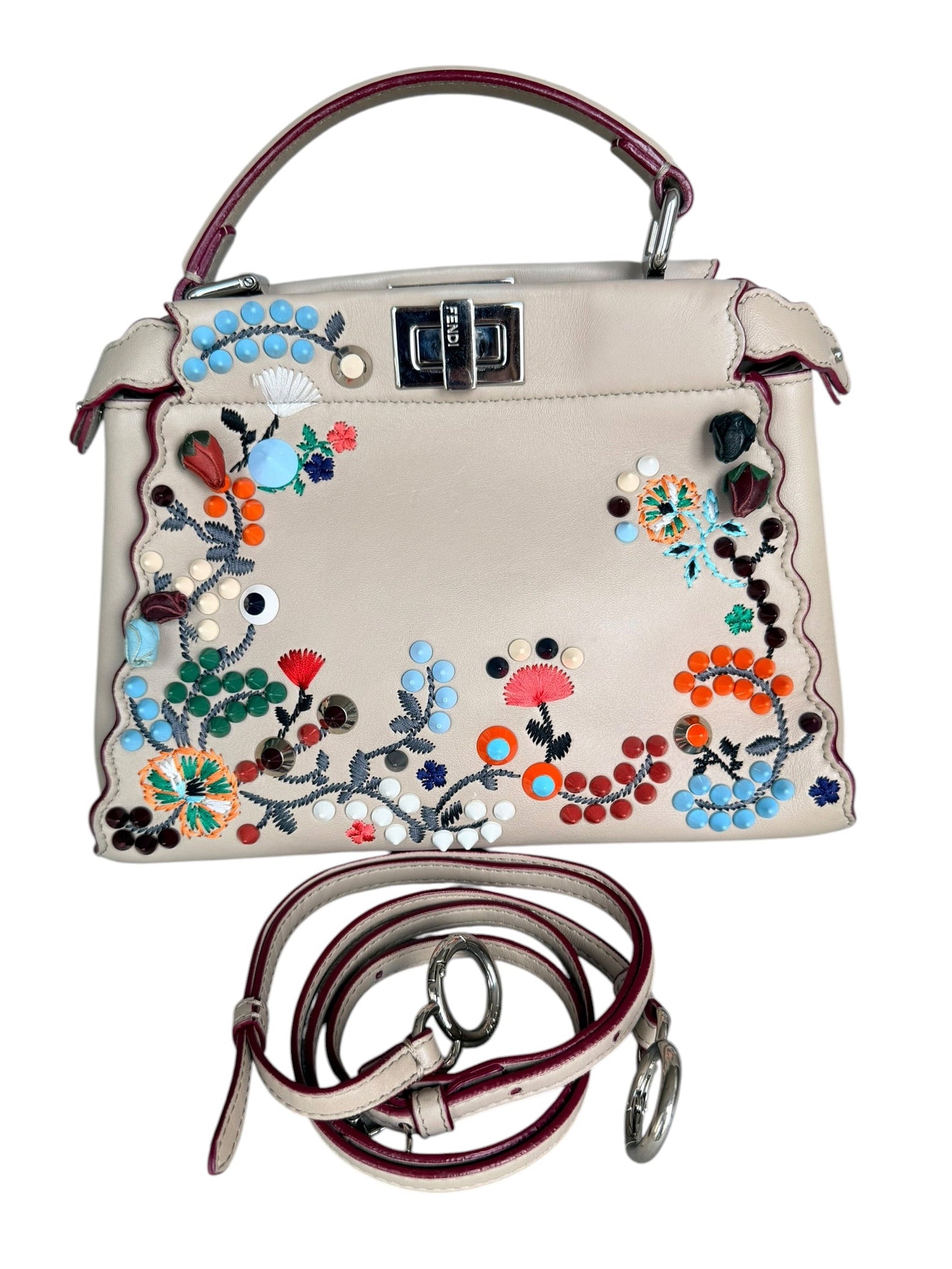 Fendi Peekaboo Embellished Floral Convertible Bag