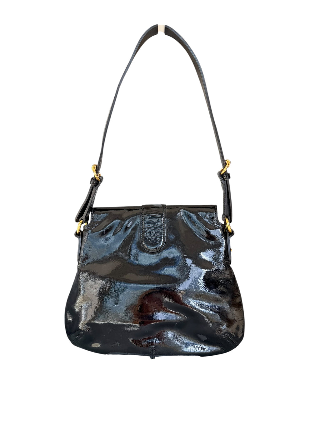 Gucci Vintage Y2K Patent Chain Shoulder Bag in Black