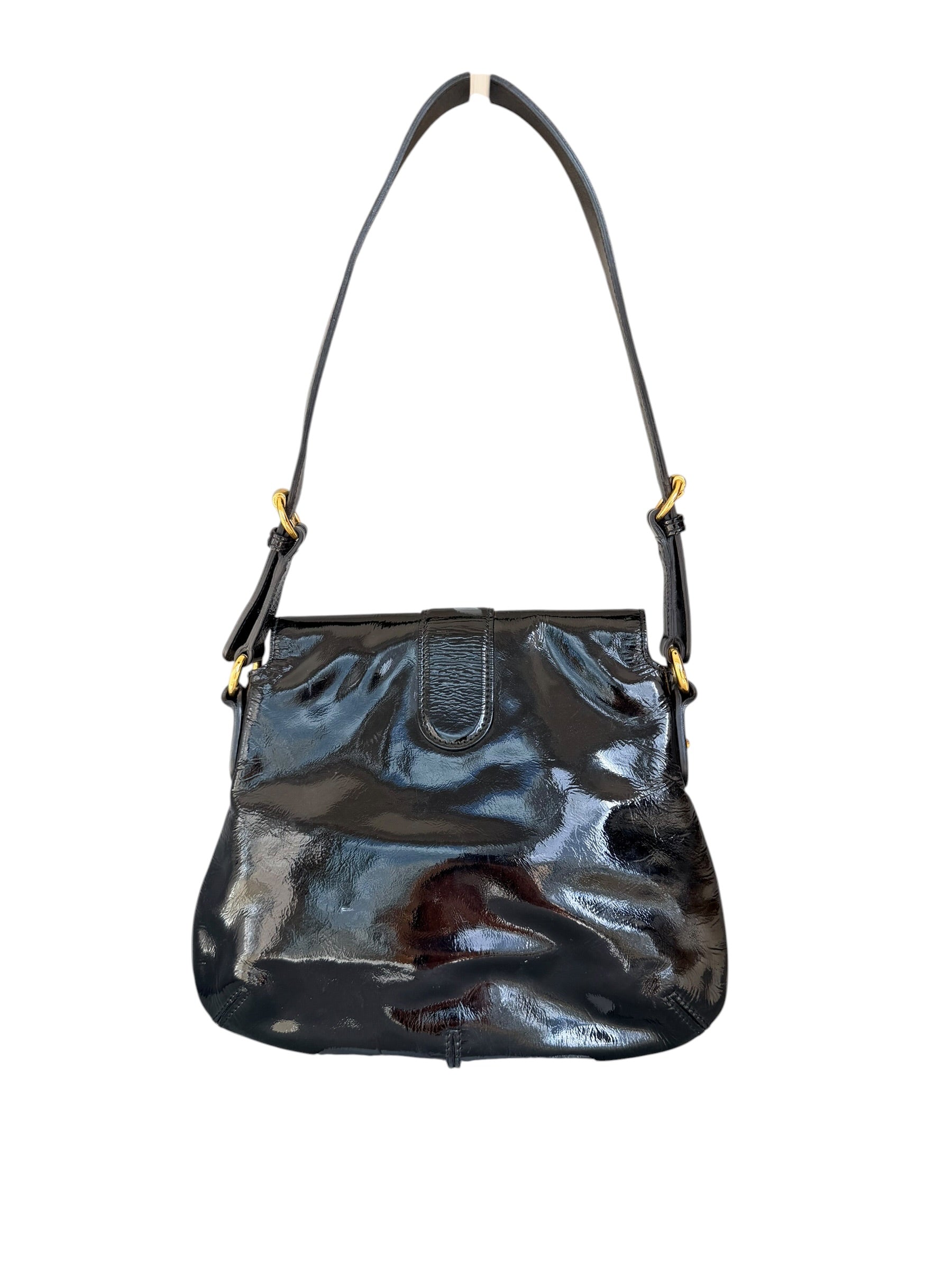 Gucci Vintage Y2K Patent Chain Shoulder Bag in Black