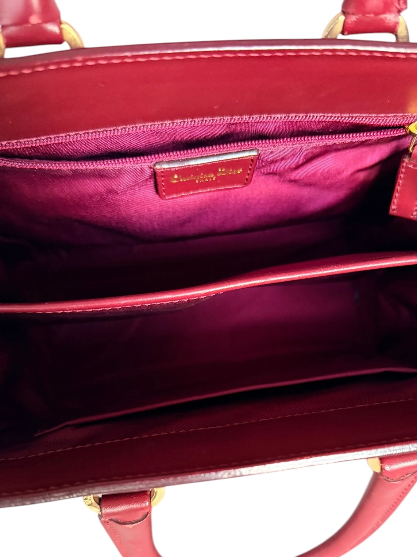 Christian Dior 2002 Trotter Canvas and Leather Pocket Tote in Burgundy