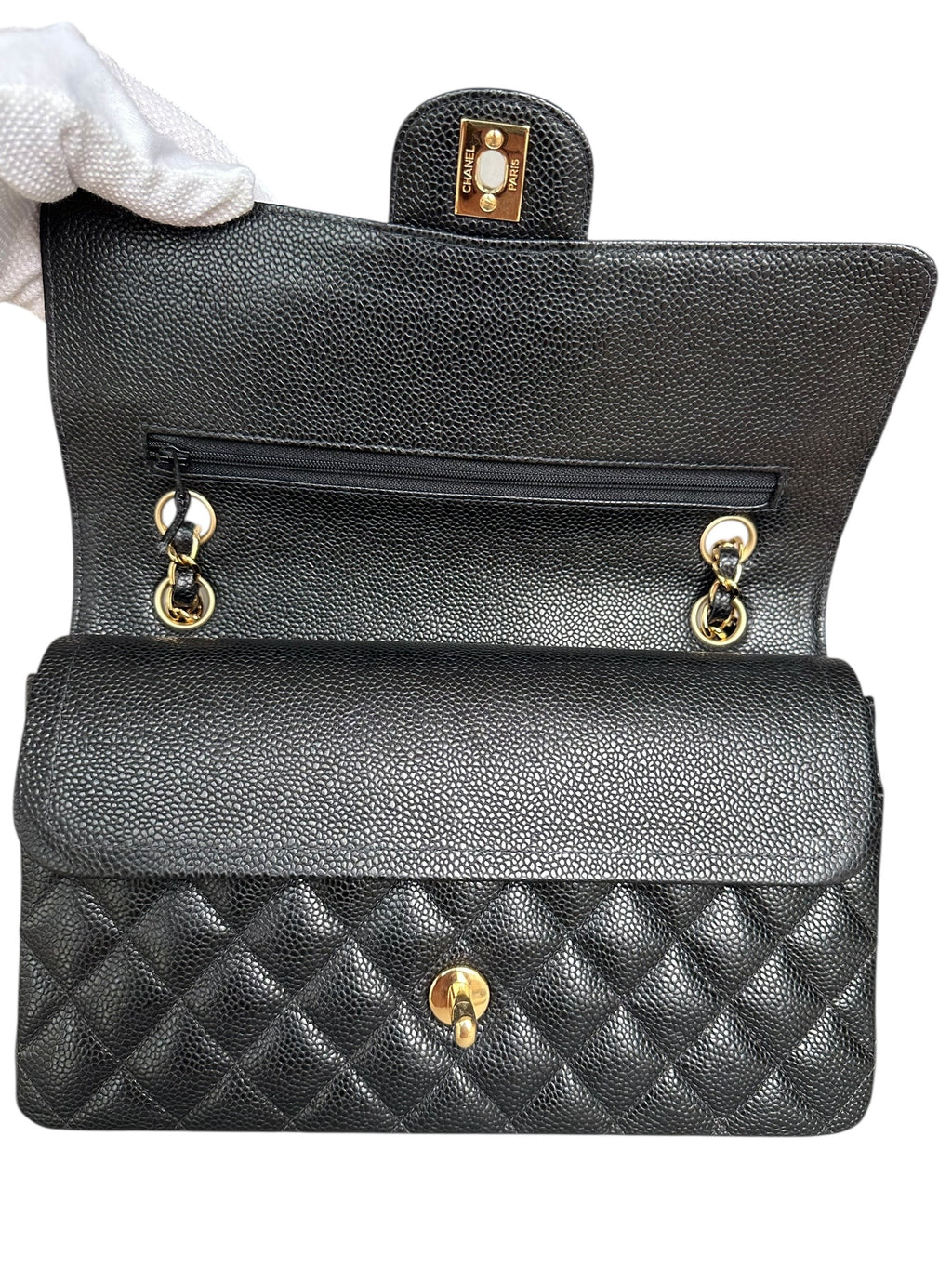 Chanel Vintage Caviar Leather Medium Double Flap with Black Interior - Black, GHW