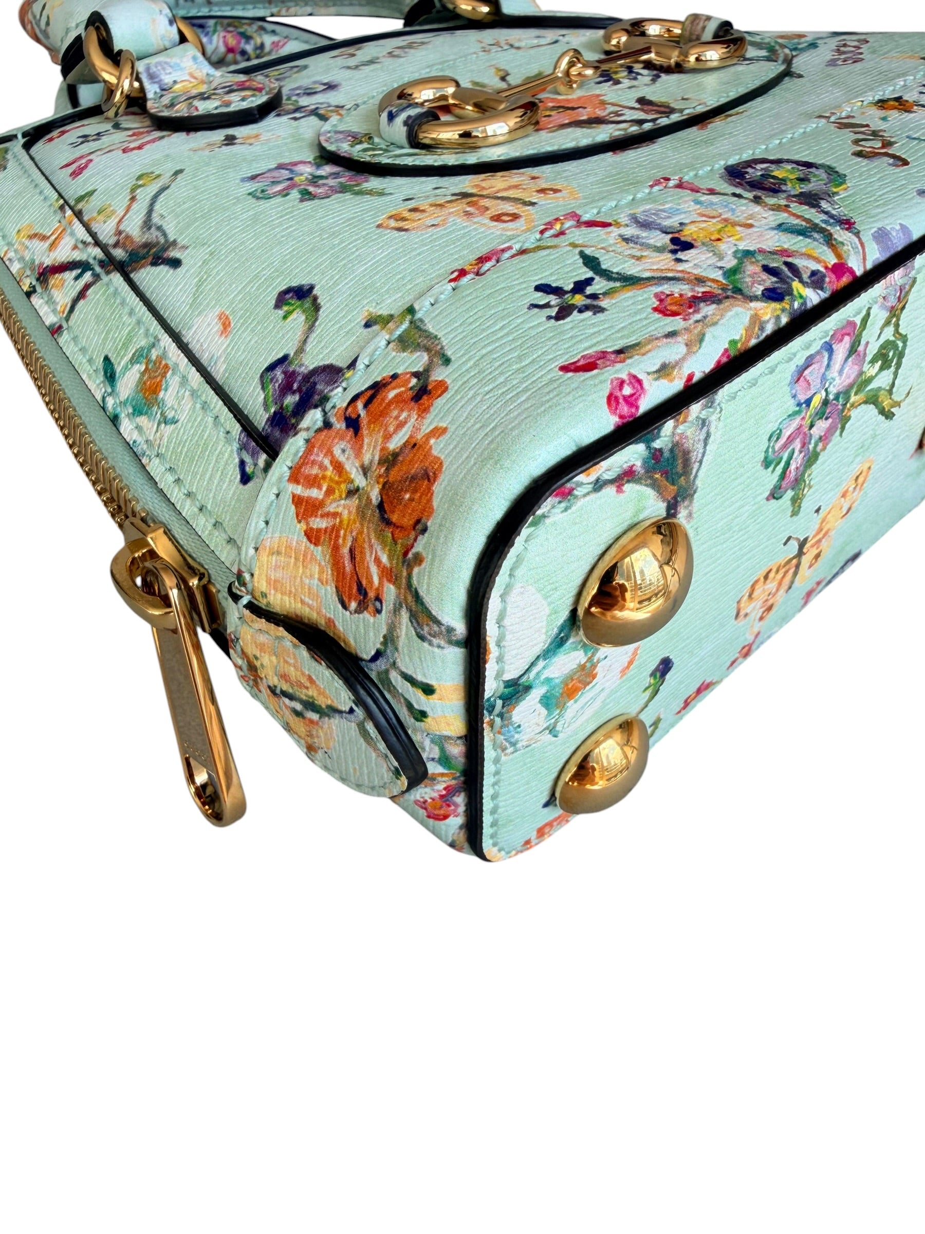 Gucci Soave Amore Limited Edition Horsebit Floral Leather Satchel - Micro Run
