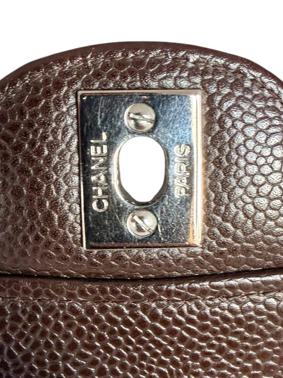 Chanel Vintage Caviar Leather Medium Double Flap in Chocolate Brown with SHW