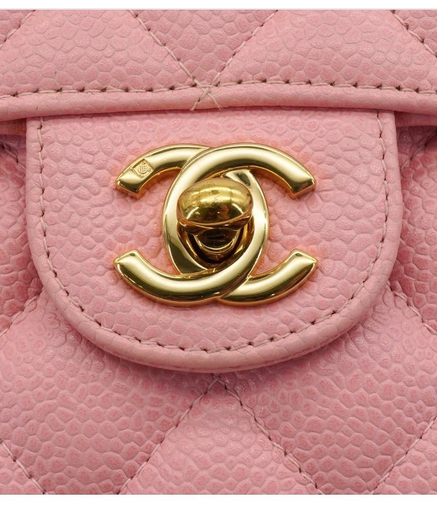 Chanel Vintage 2003 Mini Square 17 in Sakura Pink Caviar Leather 24k GHW
