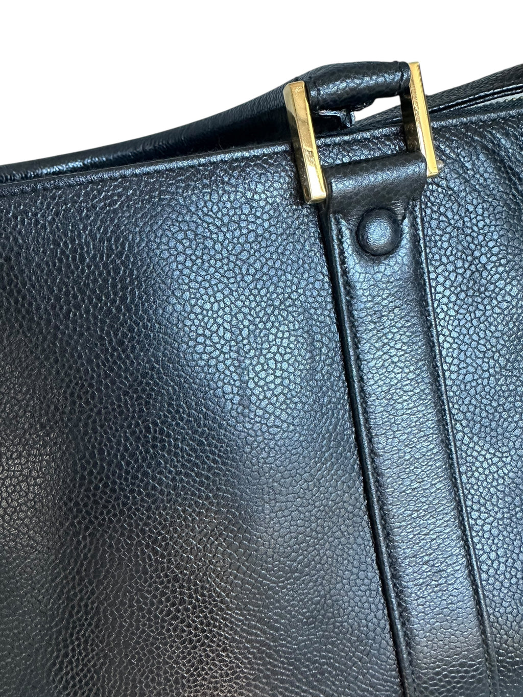 Chanel 1991-1994 Vintage Coco Mark Mini Boston Bag Caviar Skin - Black, GHW