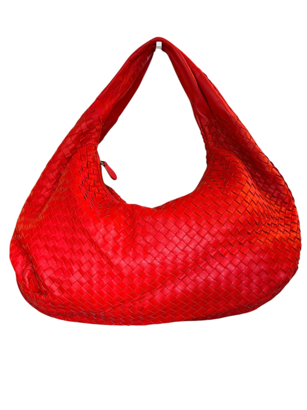 Bottega Veneta Intrecciato Nappa Maxi Belly Hobo Bag in Flame Red