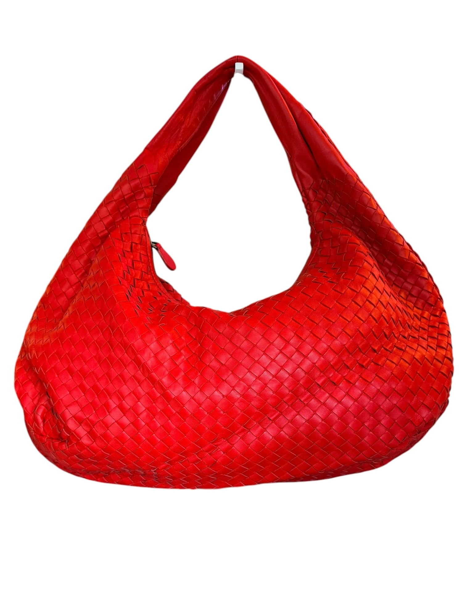 Bottega Veneta Intrecciato Nappa Maxi Belly Hobo Bag in Flame Red