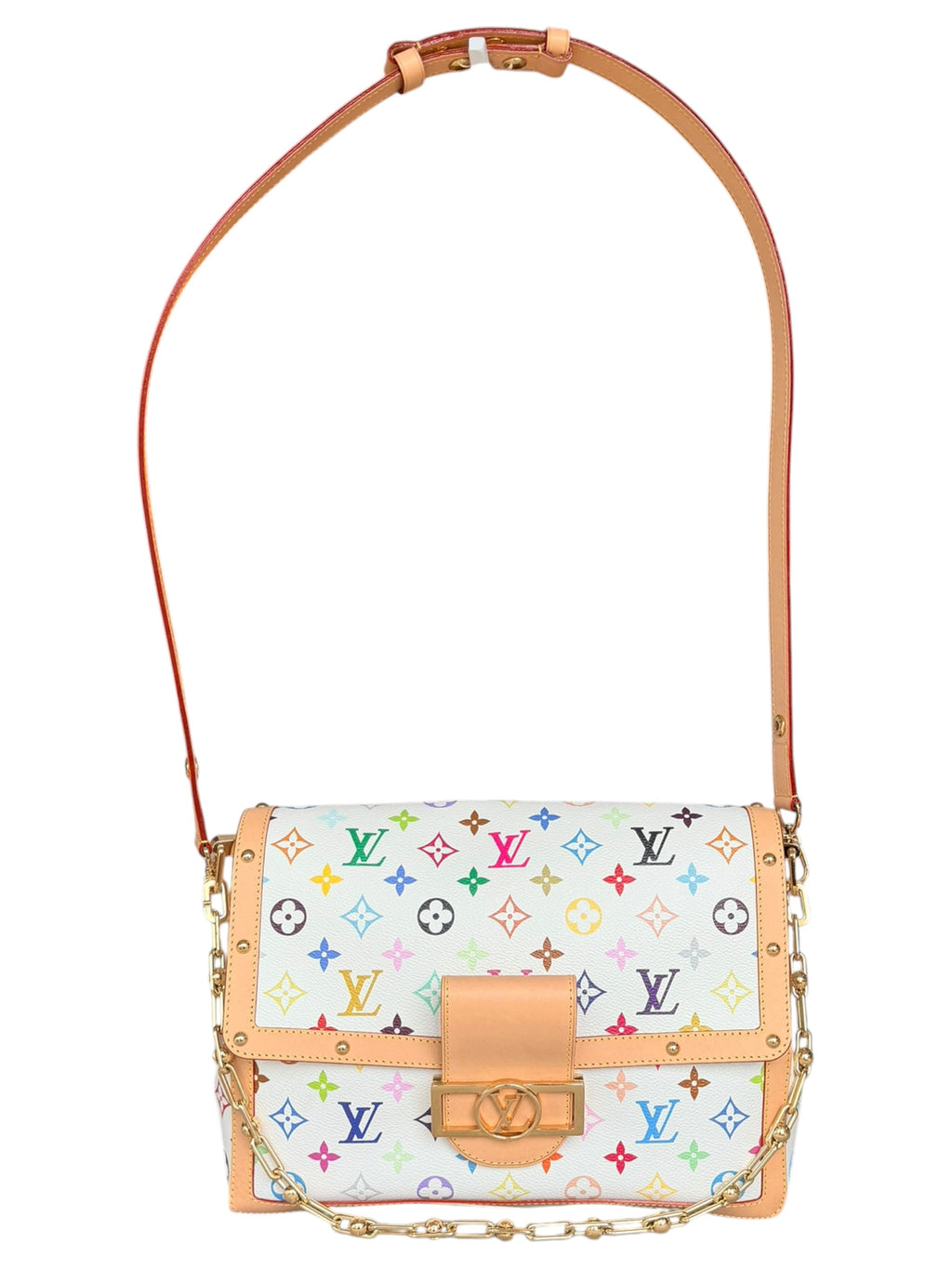 Louis Vuitton x Takashi Murakami Dauphine Soft GM in White Multicolor Monogram