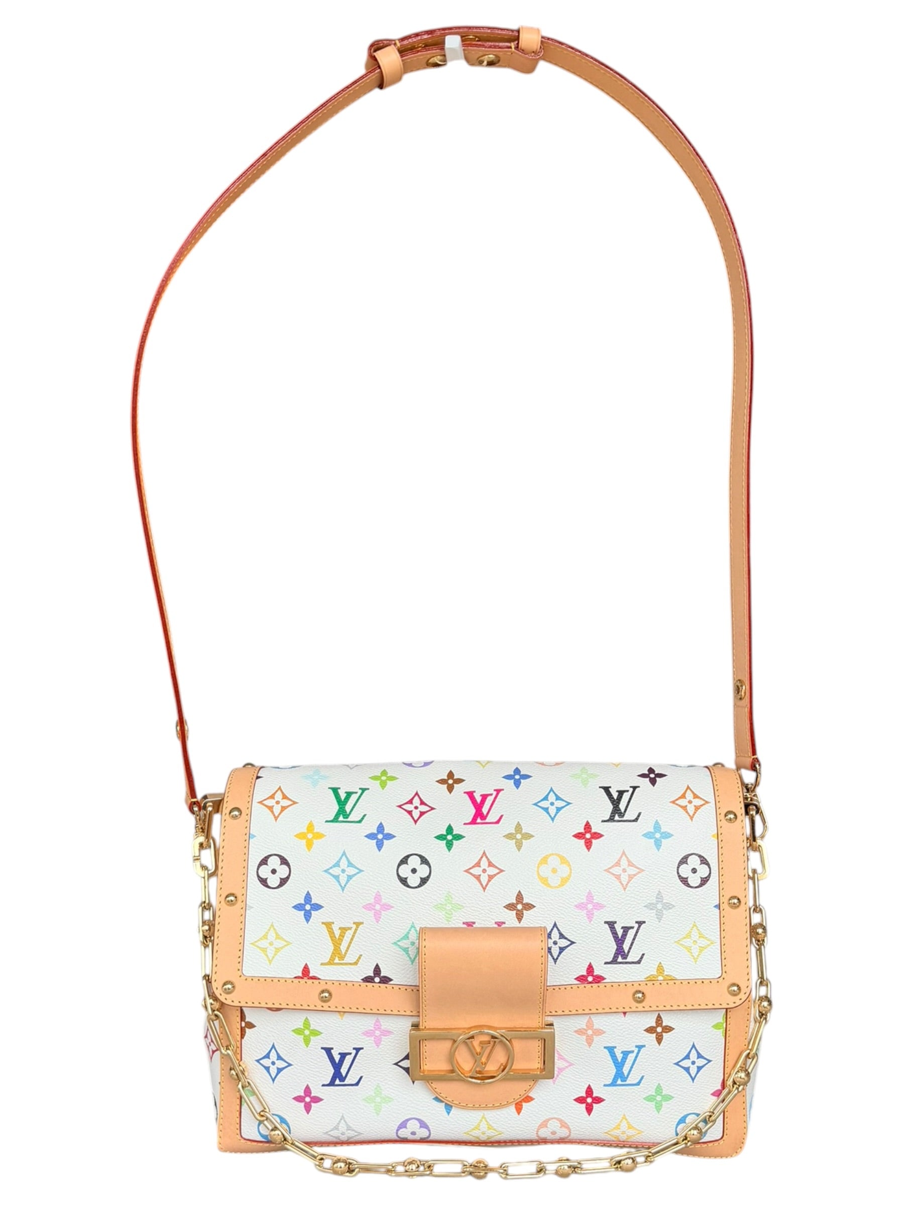 Louis Vuitton x Takashi Murakami Dauphine Soft GM in White Multicolor Monogram